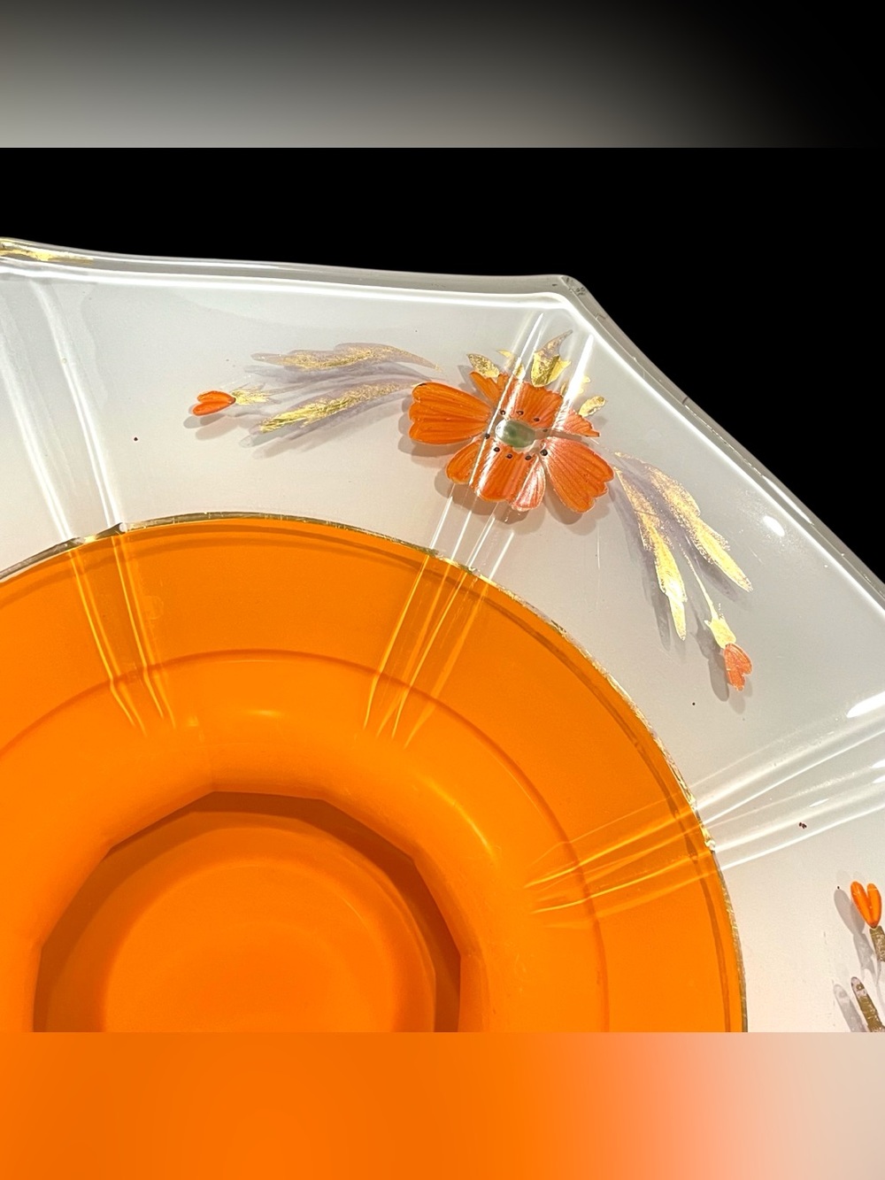 Vintage 1930s Indiana Glass Modern Classic Hexagon Pedestal Console Bowl Platter - Picture 6 of 15